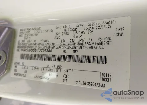 2019 Ford Escape Se z USA, uszkodzony, nr VIN 1FMCU9GD2KUC07284